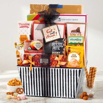 Get Well Deluxe Striped Gift Basket