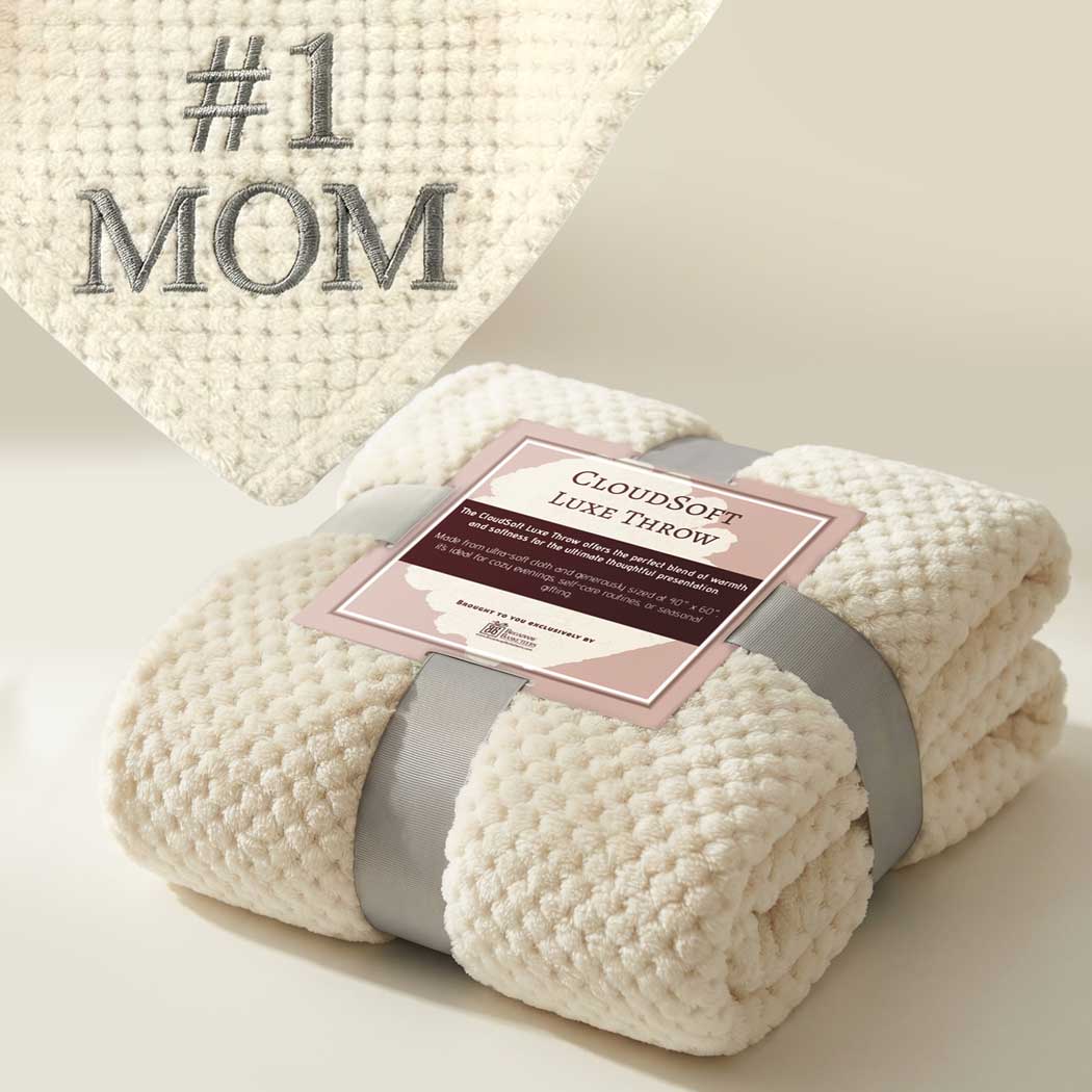 #1 Mom Cream Throw Blanket