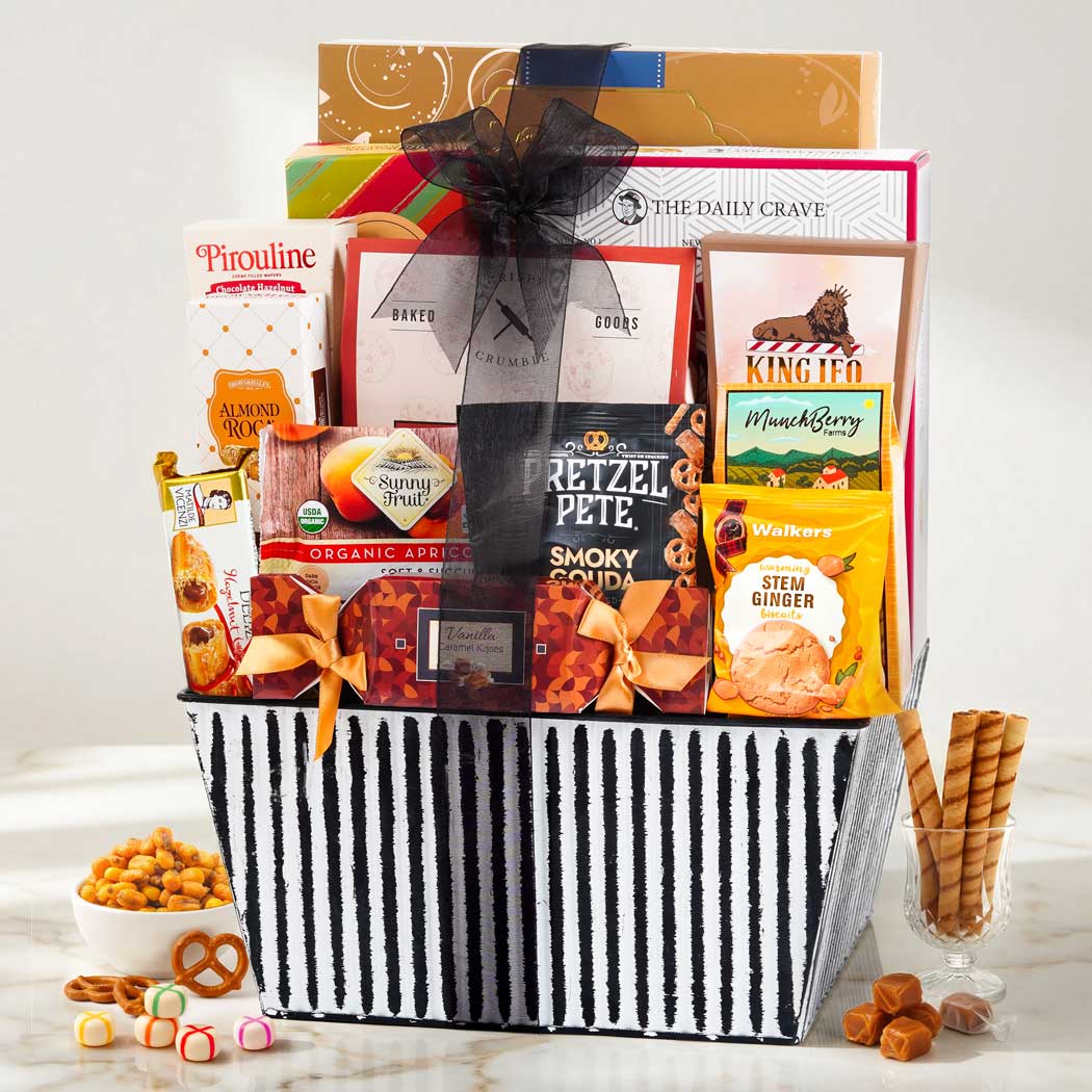 Deluxe Striped Gift Basket