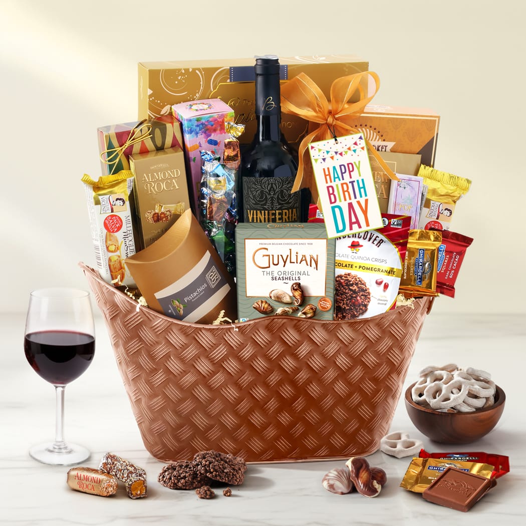 Wine Lovers Birthday Gift Basket